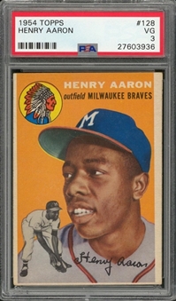 1954 Topps #128 Hank Aaron Rookie Card – PSA VG 3